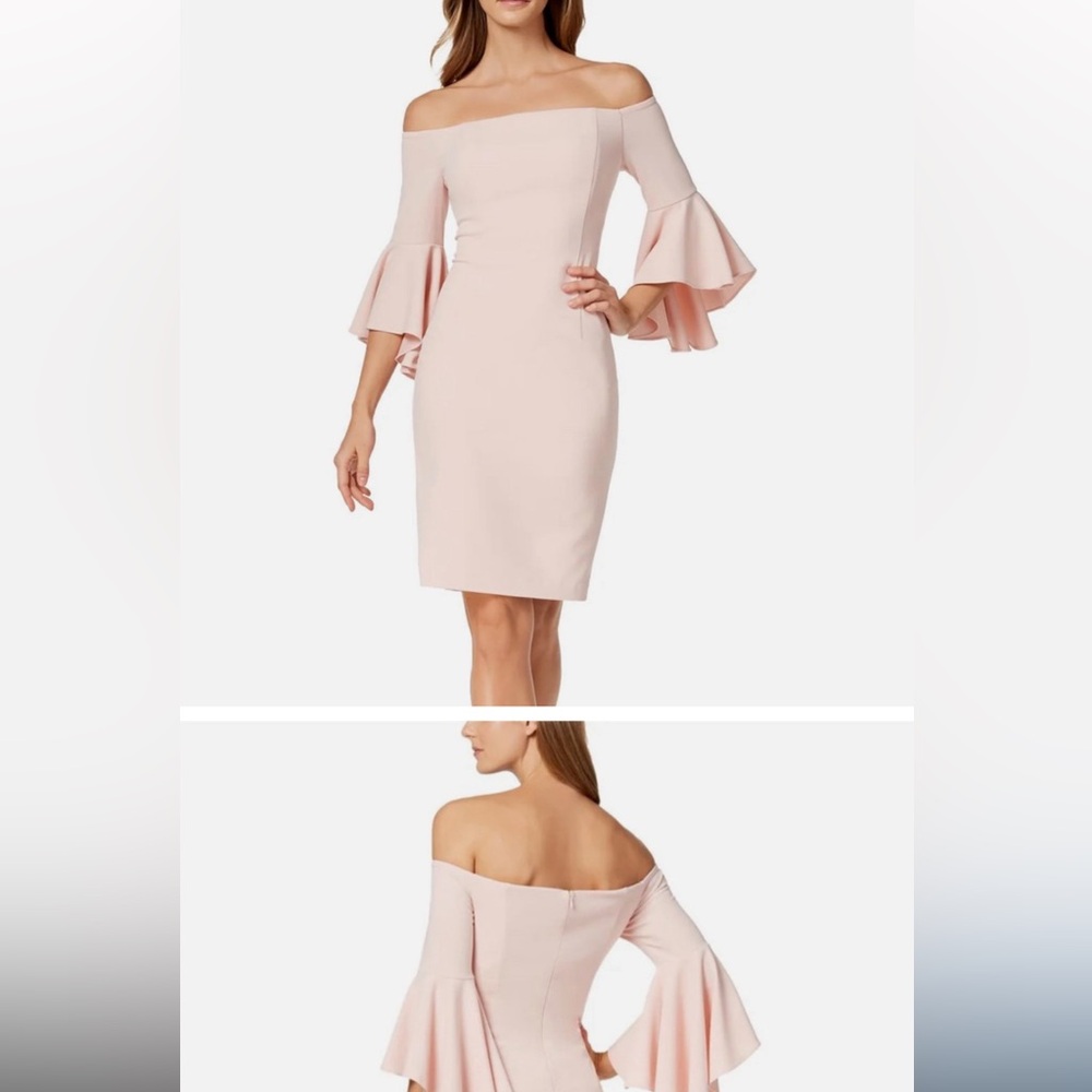 Calvin Klein Elegant Off-Shoulder Pink Dress
